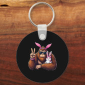 Easter Bigfoot Bunny Funny Easter Day Sasquatch Bo Sleutelhanger (Voorkant)