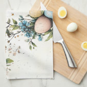 Easter Birds & Pastel Eggs Watercolor Floral Theedoek (Quarter Fold)
