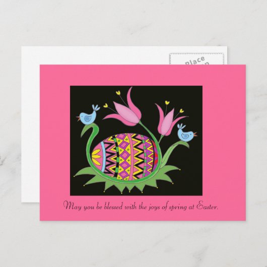 Easter Blessing Oekrainian Easter Egg Folk Art Feestdagenkaart (Voorkant / Achterkant)