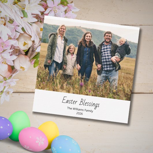 Easter Blessings Christian Family Photo Modern Feestdagenkaart