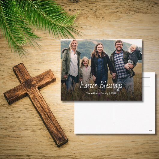 Easter Blessings Christian Family Photo Modern Feestdagenkaart