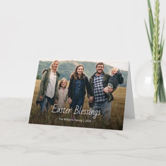 Easter Blessings Christian Family Photo Modern Kaart (Voorkant)