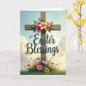 Easter Blessings Floral Cross Card Kaart (Gele Bloem)