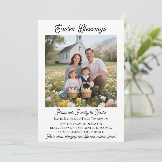 Easter Blessings Personalized Photo Template Feestdagenkaart (Staand voorkant)