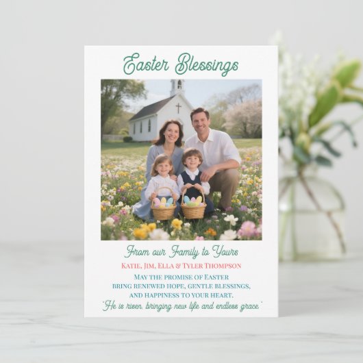 Easter Blessings  Personalized Photo Template Feestdagenkaart (Staand voorkant)