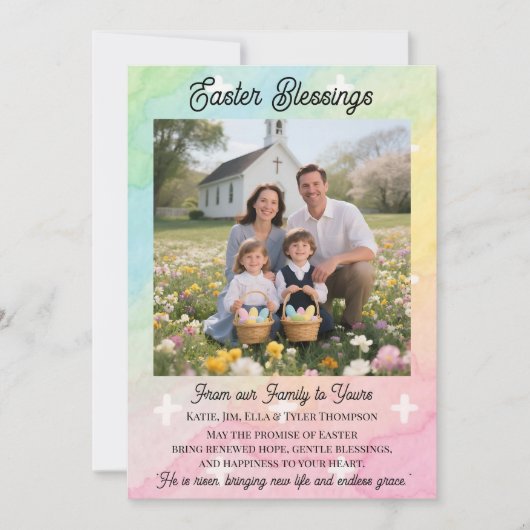 Easter Blessings  Personalized Photo Template Feestdagenkaart (Voorkant)