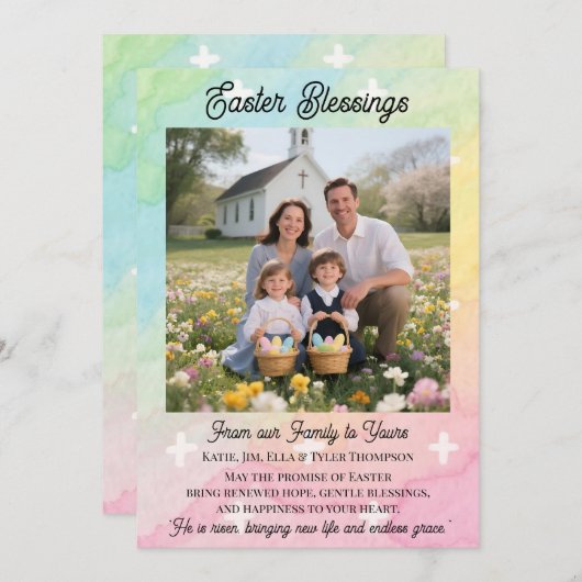 Easter Blessings  Personalized Photo Template Feestdagenkaart (Voorkant / Achterkant)