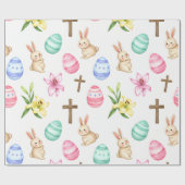 Easter Blessings – Seamless Bunny & Cross Pattern Cadeaupapier (Vlak)