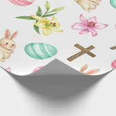 Easter Blessings – Seamless Bunny & Cross Pattern Cadeaupapier (Hoek)
