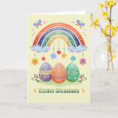 Easter Blessings Watercolor Rainbow Floral Easter Kaart (Gele Bloem)