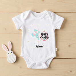 Easter Blue Bunny Personalized Baby Bodysuit