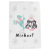 Easter Blue Bunny Personalized Gift Bag Medium Cadeauzakje (Voorkant)