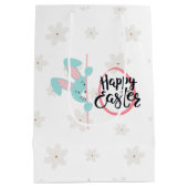 Easter Blue Bunny Personalized Gift Bag Medium Cadeauzakje (Achterkant)