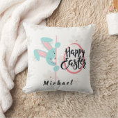 Easter Blue Bunny Personalized Throw Pillow Kussen (Deken)
