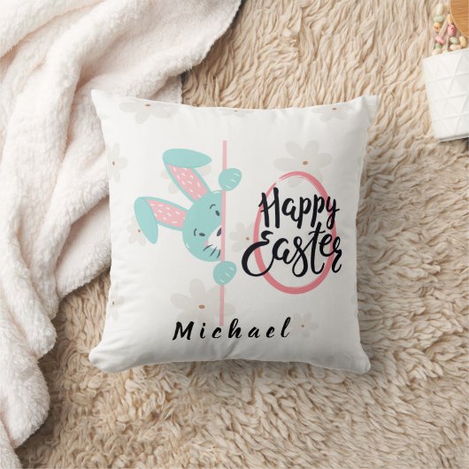 Easter Blue Bunny Personalized Throw Pillow Kussen (Deken)