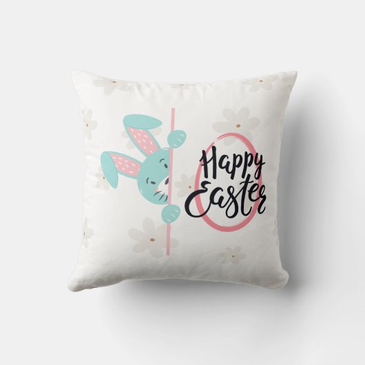 Easter Blue Bunny Personalized Throw Pillow Kussen (Achterkant)
