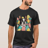 Easter Boston Terrier Spring Flower Dog  Paint Spl T-shirt (Voorkant)