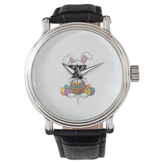 Easter Boys Girls Kids Toddler Bunny Rabbit Easter Horloge (Voorkant)