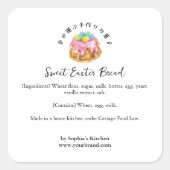 Easter Bread Watercolor Rustic Bakery Ingredient Vierkante Sticker (Voorkant)