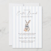 Easter Brunch and Egg Hunt Blue Stripe Bunny  Kaart (Voorkant)