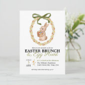 Easter Brunch and Egg Hunt Bunny Floral Invitation Kaart (Staand voorkant)