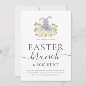 Easter Brunch and Egg Hunt Cute Bunny Invitation Kaart (Voorkant)