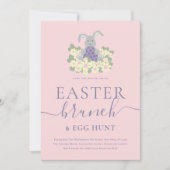 Easter Brunch and Egg Hunt Cute Bunny Pink Kaart (Voorkant)