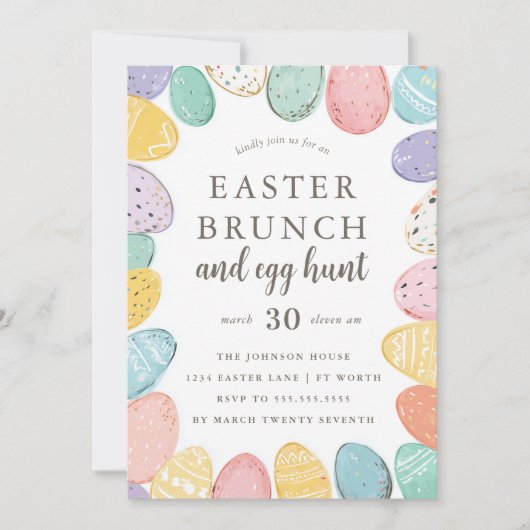 Easter Brunch and Egg Hunt Easter Holiday Invitati Kaart (Voorkant)