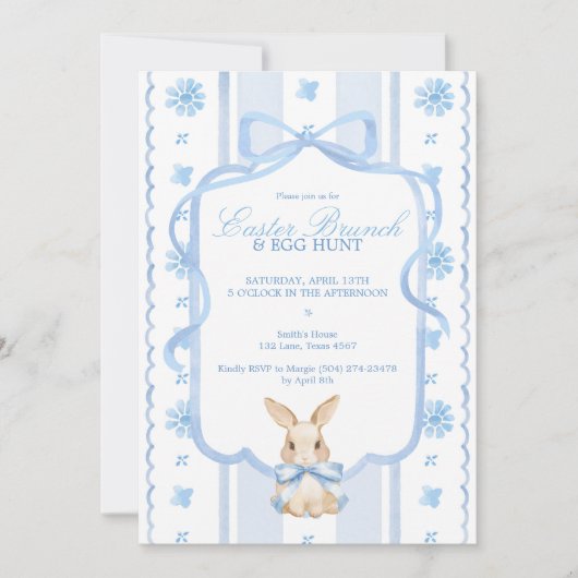 Easter Brunch & Egg Hunt Cottage Rabbit Editable  Kaart (Voorkant)