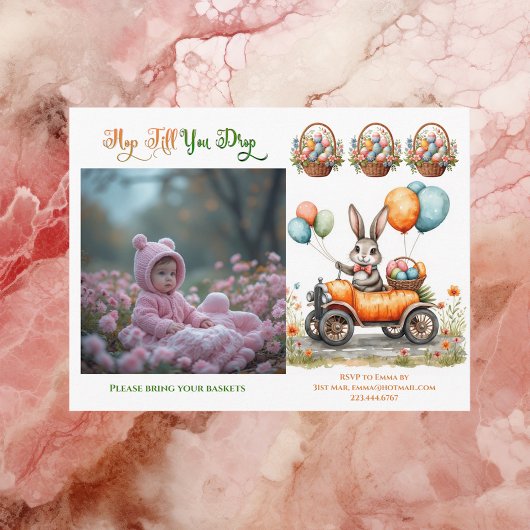 Easter Brunch & Egg Hunt | Spring Bunny Carrot Car Uitnodiging Briefkaart