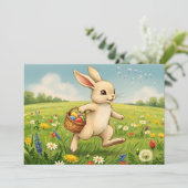 Easter Brunch & Egg Hunt Spring Meadow Bunny Kaart (Staand voorkant)