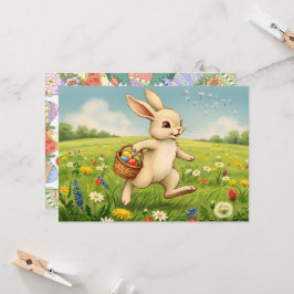 Easter Brunch & Egg Hunt Spring Meadow Bunny Kaart