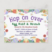Easter Brunch & Egg Hunt Spring Meadow Bunny Uitnodiging Briefkaart (Achterkant)