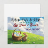 Easter Brunch & Egg Hunt Spring Meadow Bunny Uitnodiging Briefkaart (Voorkant / Achterkant)