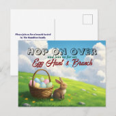 Easter Brunch & Egg Hunt Spring Meadow Bunny Uitnodiging Briefkaart (Voorkant / Achterkant)