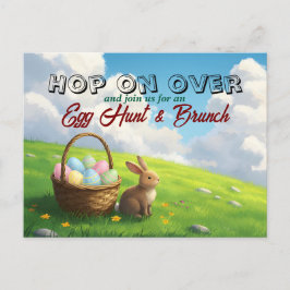 Easter Brunch & Egg Hunt Spring Meadow Bunny Uitnodiging Briefkaart