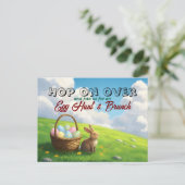 Easter Brunch & Egg Hunt Spring Meadow Bunny Uitnodiging Briefkaart (Staand voorkant)