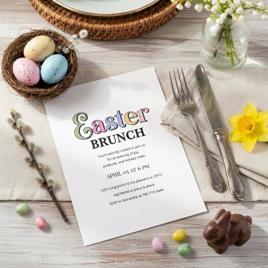 Easter Brunch Invitation | Modern Elegant Spring  Kaart