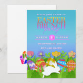 Easter Brunch Party – Colorful Bunny & Eggs Aankondiging (Voorkant / Achterkant)