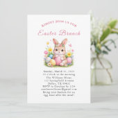 Easter Brunch Watercolor Bunny Rabbit Eggs Floral Kaart (Staand voorkant)