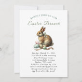 Easter Brunch Watercolor Bunny Rabbit Eggs Floral Kaart (Voorkant)