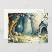 Easter Bunnies and Easter Eggs in the Forest Feestdagenkaart (Voorkant / Achterkant)