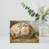 Easter Bunnies and Giant Vintage Easter Egg  Feestdagenkaart (Staand voorkant)