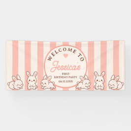 Easter Bunnies Girl 1st Birthday Party Welcome Spandoek