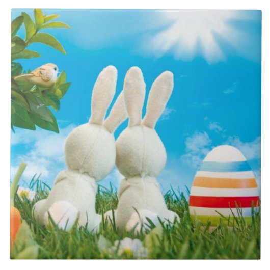 Easter Bunnies Keramische Tegel Tegeltje (Voorkant)