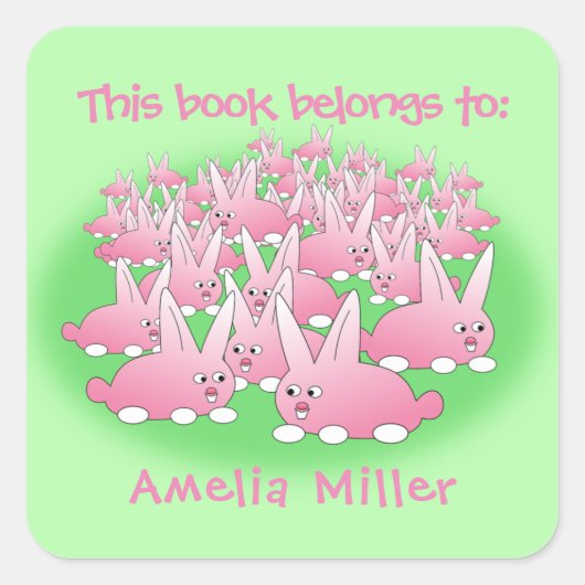 Easter Bunnies Spring Design Bookplate Sticker (Voorkant)