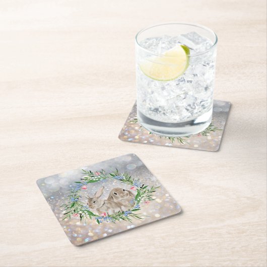 Easter Bunnies Square Paper Onderzetter (Insitu)