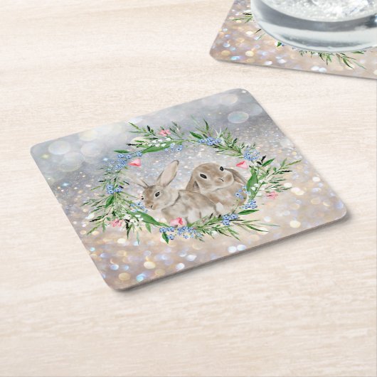 Easter Bunnies Square Paper Onderzetter (Schuin)