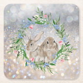 Easter Bunnies Square Paper Onderzetter (Voorkant)