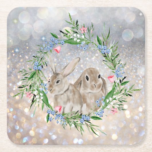 Easter Bunnies Square Paper Onderzetter (Voorkant)